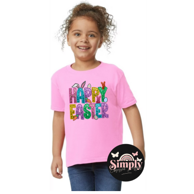 Happy Easter Faux Glitter Tee