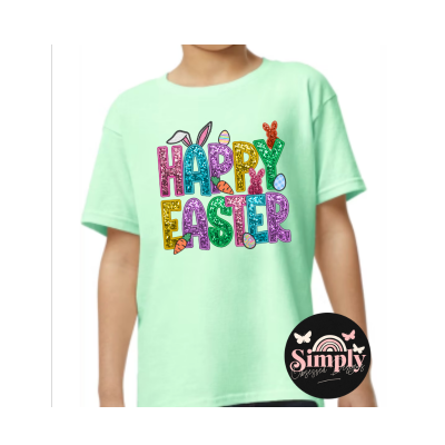 Happy Easter Faux Glitter Tee
