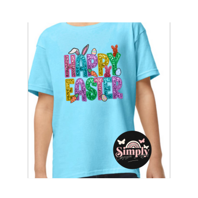 Happy Easter Faux Glitter Tee