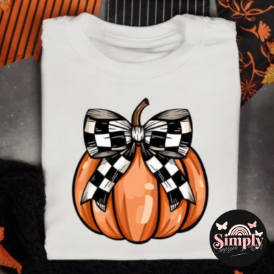 Pumpkin Check Bow Tee & Mug