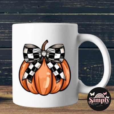 Pumpkin Check Bow Tee & Mug