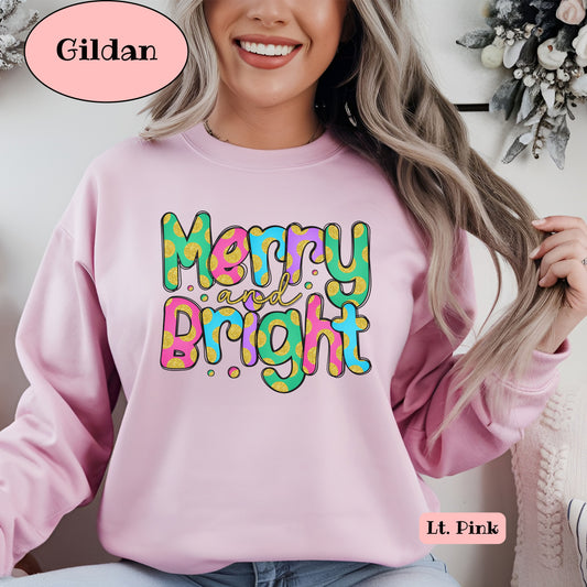 Merry and Bright faux glitter dots Sweatshirt 5 Color options