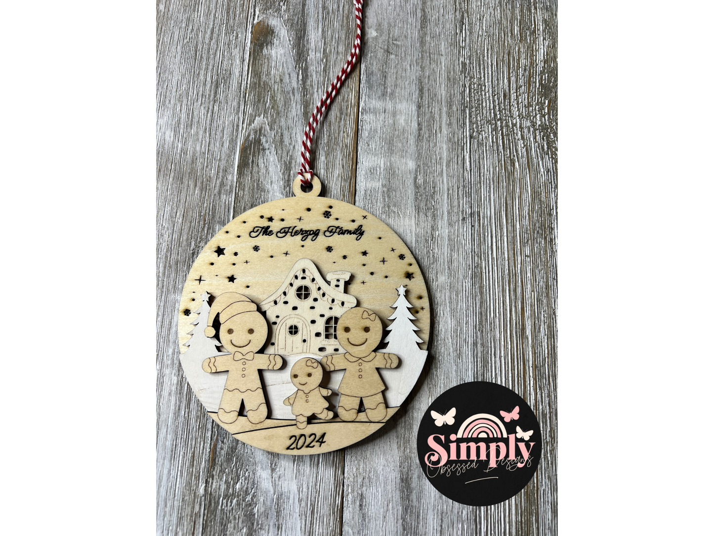 Gingerbread Family Ornament - Personalized