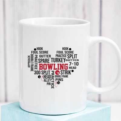 Bowling Phrases Heart Tee & Mug