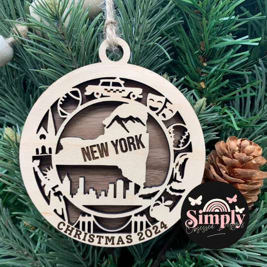 NY Ornament, Broadway, Grand Central Station, Central Park, Taxi Cab, Big Apple, Times Square