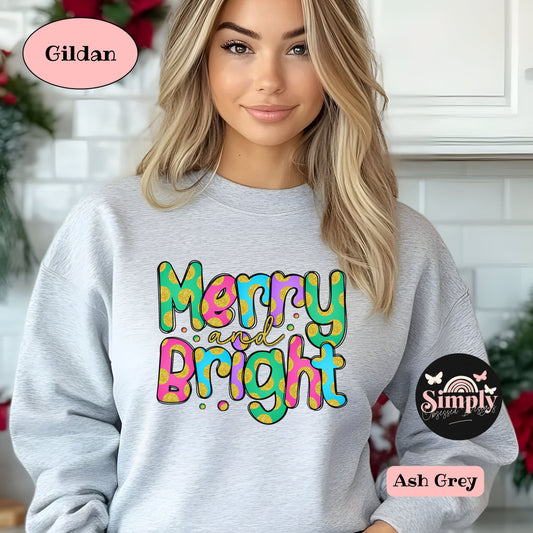 Merry and Bright faux glitter dots Sweatshirt 5 Color options