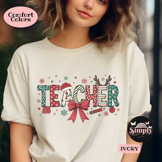 Teacher Doodle Font Coquette Tee