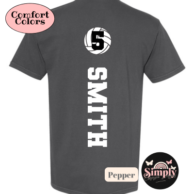 Custom Volleyball Mom T-Shirt - Personalized with Player's Name &amp; Number, Comfort Colors Tees