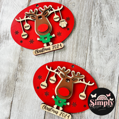 Reindeer Family Ornament - Personalized