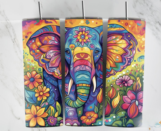 Elephant Neon Flowers