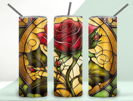 Stained Glass Red Rose