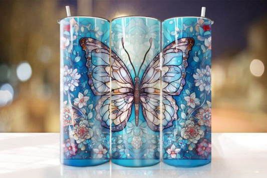 Stained Glass Blue Butterfly