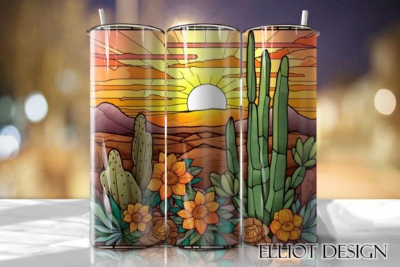 Stained Glass Retro Desert